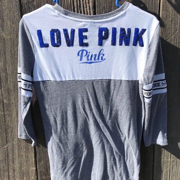 VS Pink blue sequin 3/4 sleeve tee! - Picture 2 of 6